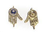 CZ Micro Pave Evil Eye Links, Hand of Fatima Connectors for Jewelry Making, Hamsa Hand Jewelry Connector at Wholesale Price, 12x20.5x3mm