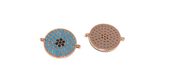 Disc Connector, Turquoise Connector, Bracelet Connector, Jewelry Findings, Pave Connector, Pave Links, Pave Findings, 18x14.5x2mm, 1 Pc