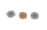 Disc Connector, Turquoise Connector, Bracelet Connector, Jewelry Findings, Pave Connector, Pave Links, Pave Findings, 18x14.5x2mm, 1 Pc