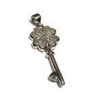 Pave Pendant, Silver Pendant, Flower Pendant, Necklace Supplies, Key Charm Pendant, Micro Pave Pendant, Jewelry Findings, Jewelry Making