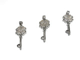 Pave Pendant, Silver Pendant, Flower Pendant, Necklace Supplies, Key Charm Pendant, Micro Pave Pendant, Jewelry Findings, Jewelry Making