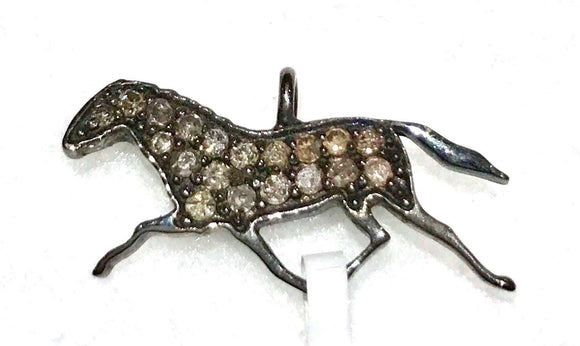 Horse Charm, Pave Diamond Charm, 925 Silver Animal Charms, DIY Jewelry Making, Jewelry Supplies