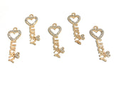 Lucky Charm, Word Charms, Heart Charm, Key Charm, Heart Key Charm, Jewelry Findings, Bulk Charms, Wholesale Charms, Gold Charms, DIY Jewelry