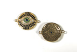 Disc Connector, Evil Eye Connector, Bracelet Connector, Jewelry Findings, Jewelry Supplies, CZ Micro Pave, Micro Pave Findings, 1 Pc