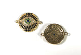 Disc Connector, Evil Eye Connector, Bracelet Connector, Jewelry Findings, Jewelry Supplies, CZ Micro Pave, Micro Pave Findings, 1 Pc