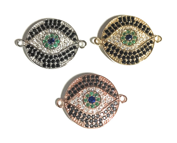 Disc Connector, Evil Eye Connector, Bracelet Connector, Jewelry Findings, Jewelry Supplies, CZ Micro Pave, Micro Pave Findings, 1 Pc