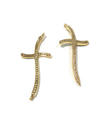 CZ Micro Pave Cross Charm Connector, Gold Plated Cross, Silver Cross Bracelet Connector, Jewelry Findings for DIY Jewelry Making, 1 Pc