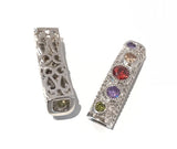 CZ Spacer Beads for Jewelry Making, Curved Tube Slider Beads, Large Hole Beads, Wholesale Bulk Jewelry Supplies 29x7x6mm1 ,Pc