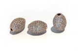 Oval Beads, Micro Pave Beads, CZ Pave Beads, Pave Spacer Beads, DIY Jewelry, Jewelry Findings, Egg Beads, Pave Beads, 16x11.5mm, 1 Piece