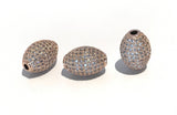Oval Beads, Micro Pave Beads, CZ Pave Beads, Pave Spacer Beads, DIY Jewelry, Jewelry Findings, Egg Beads, Pave Beads, 16x11.5mm, 1 Piece