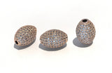 Oval Beads, Micro Pave Beads, CZ Pave Beads, Pave Spacer Beads, DIY Jewelry, Jewelry Findings, Egg Beads, Pave Beads, 16x11.5mm, 1 Piece
