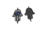 Evil Eye Connector, Jewelry Findings, Hamsa Hand Connector, CZ Pave Links, Micro Pave Findings, Bracelet Connector, CZ Links, 18x11x1.5mm,