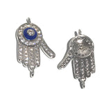 CZ Micro Pave Evil Eye Links, Hand of Fatima Connectors for Jewelry Making, Hamsa Hand Jewelry Connector at Wholesale Price, 12x20.5x3mm