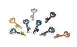 Turquoise Key Connector, CZ Micro Pave Connector, Jewelry Connector, Bracelet Links, Jewelry Findings, Jewelry Supplies, Jewelry Making