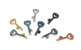 Turquoise Key Connector, CZ Micro Pave Connector, Jewelry Connector, Bracelet Links, Jewelry Findings, Jewelry Supplies, Jewelry Making