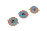 Disc Connector, Turquoise Connector, Bracelet Connector, Jewelry Findings, Pave Connector, Pave Links, Pave Findings, 18x14.5x2mm, 1 Pc