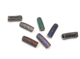 Curved Tube Beads, CZ Slider Beads, Pave Curved Bar, Tube Bracelet Connector, Gun Metal Tube Beads, Leather Cord Beads, 30x10x8mm, 1 Piece