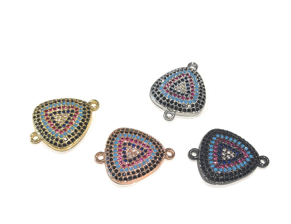 Triangle Connectors, Pave Connectors, Connector Charms, Jewelry Findings, Turquoise Findings, Jewelry Connector, CZ Links, 20.5x15.7x3.2mm