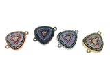 Triangle Connectors, Pave Connectors, Connector Charms, Jewelry Findings, Turquoise Findings, Jewelry Connector, CZ Links, 20.5x15.7x3.2mm