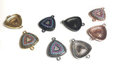 Triangle Connectors, Pave Connectors, Connector Charms, Jewelry Findings, Turquoise Findings, Jewelry Connector, CZ Links, 20.5x15.7x3.2mm