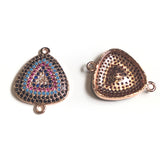Triangle Connectors, Pave Connectors, Connector Charms, Jewelry Findings, Turquoise Findings, Jewelry Connector, CZ Links, 20.5x15.7x3.2mm