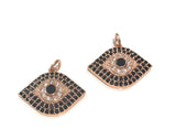 Evil Eye Charm, Pave Charm, Micro Pave Evil Eye Charm, Religious Charm, Protection Charm, Jewelry Supplies, Turkish Charms,17x21x4mm, 1 pc