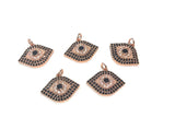 Evil Eye Charm, Pave Charm, Micro Pave Evil Eye Charm, Religious Charm, Protection Charm, Jewelry Supplies, Turkish Charms,17x21x4mm, 1 pc