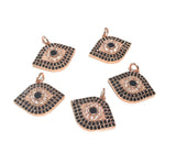 Evil Eye Charm, Pave Charm, Micro Pave Evil Eye Charm, Religious Charm, Protection Charm, Jewelry Supplies, Turkish Charms,17x21x4mm, 1 pc