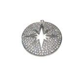 Pave Star Charm, Silver Star Charm, Micro Pave Star Charm, Jewelry Supplies, Large Charms, Pave Charms, CZ Charms, Star Charm, 32x30mm, 1 Pc