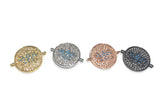 CZ Micro Pave Lotus Connector, Jewelry Connector, Bracelet Connector, Disc Charm, Connector Charms, Lotus Connector, CZ Links, 15.5x2.4mm