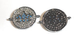 CZ Micro Pave Lotus Connector, Jewelry Connector, Bracelet Connector, Disc Charm, Connector Charms, Lotus Connector, CZ Links, 15.5x2.4mm