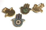 Hamsa Hand Connectors, Multi Strand Links, Evil Eye Connector, Bracelet Connector, Jewelry Supplies, Jewelry Findings, DIY Jewelry, CZ Links