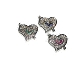 Heart Charm Connector, Pave Connector, Bracelet Connector, CZ Micro Pave Links, Jewelry Findings, Jewelry Supplies for Jewelry Making, 1 Pc