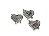 Heart Charm Connector, Pave Connector, Bracelet Connector, CZ Micro Pave Links, Jewelry Findings, Jewelry Supplies for Jewelry Making, 1 Pc