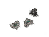 Heart Charm Connector, Pave Connector, Bracelet Connector, CZ Micro Pave Links, Jewelry Findings, Jewelry Supplies for Jewelry Making, 1 Pc