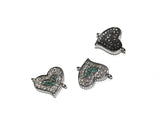Heart Charm Connector, Pave Connector, Bracelet Connector, CZ Micro Pave Links, Jewelry Findings, Jewelry Supplies for Jewelry Making, 1 Pc