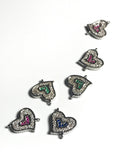 Heart Charm Connector, Pave Connector, Bracelet Connector, CZ Micro Pave Links, Jewelry Findings, Jewelry Supplies for Jewelry Making, 1 Pc