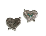 Heart Charm Connector, Pave Connector, Bracelet Connector, CZ Micro Pave Links, Jewelry Findings, Jewelry Supplies for Jewelry Making, 1 Pc
