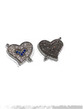 Heart Charm Connector, Pave Connector, Bracelet Connector, CZ Micro Pave Links, Jewelry Findings, Jewelry Supplies for Jewelry Making, 1 Pc