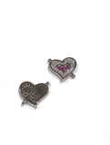 Heart Charm Connector, Pave Connector, Bracelet Connector, CZ Micro Pave Links, Jewelry Findings, Jewelry Supplies for Jewelry Making, 1 Pc