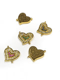 Heart Connector, Pave Connector, Bracelet Connector, Gold Connector, Jewelry Findings, Pave Links, Jewelry Supplies, Jewelry Making, CZ Link