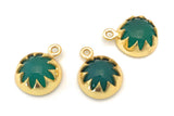6 Pcs Green Onyx Gemstone Charms, Birthstone Charms, Jewelry Supplies for DIY Jewelry Making, Gold Plated Earring Components, 15.5x12mm