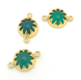 5 Pcs Green Onyx Gemstone Connector, Gemstone Double Bail Charms, Gold Plated Jewelry Findings for Jewelry Making , Jewelry Supplies