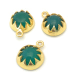 6 Pcs Green Onyx Gemstone Charms, Birthstone Charms, Jewelry Supplies for DIY Jewelry Making, Gold Plated Earring Components, 15.5x12mm
