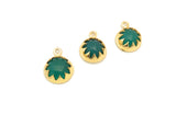 6 Pcs Green Onyx Gemstone Charms, Birthstone Charms, Jewelry Supplies for DIY Jewelry Making, Gold Plated Earring Components, 15.5x12mm
