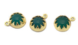 6 Pcs Green Onyx Gemstone Charms, Birthstone Charms, Jewelry Supplies for DIY Jewelry Making, Gold Plated Earring Components, 15.5x12mm