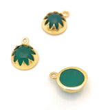 6 Pcs Green Onyx Gemstone Charms, Birthstone Charms, Jewelry Supplies for DIY Jewelry Making, Gold Plated Earring Components, 15.5x12mm