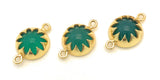 5 Pcs Green Onyx Gemstone Connector, Gemstone Double Bail Charms, Gold Plated Jewelry Findings for Jewelry Making , Jewelry Supplies