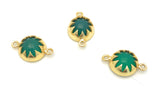 5 Pcs Green Onyx Gemstone Connector, Gemstone Double Bail Charms, Gold Plated Jewelry Findings for Jewelry Making , Jewelry Supplies