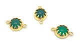 5 Pcs Green Onyx Gemstone Connector, Gemstone Double Bail Charms, Gold Plated Jewelry Findings for Jewelry Making , Jewelry Supplies